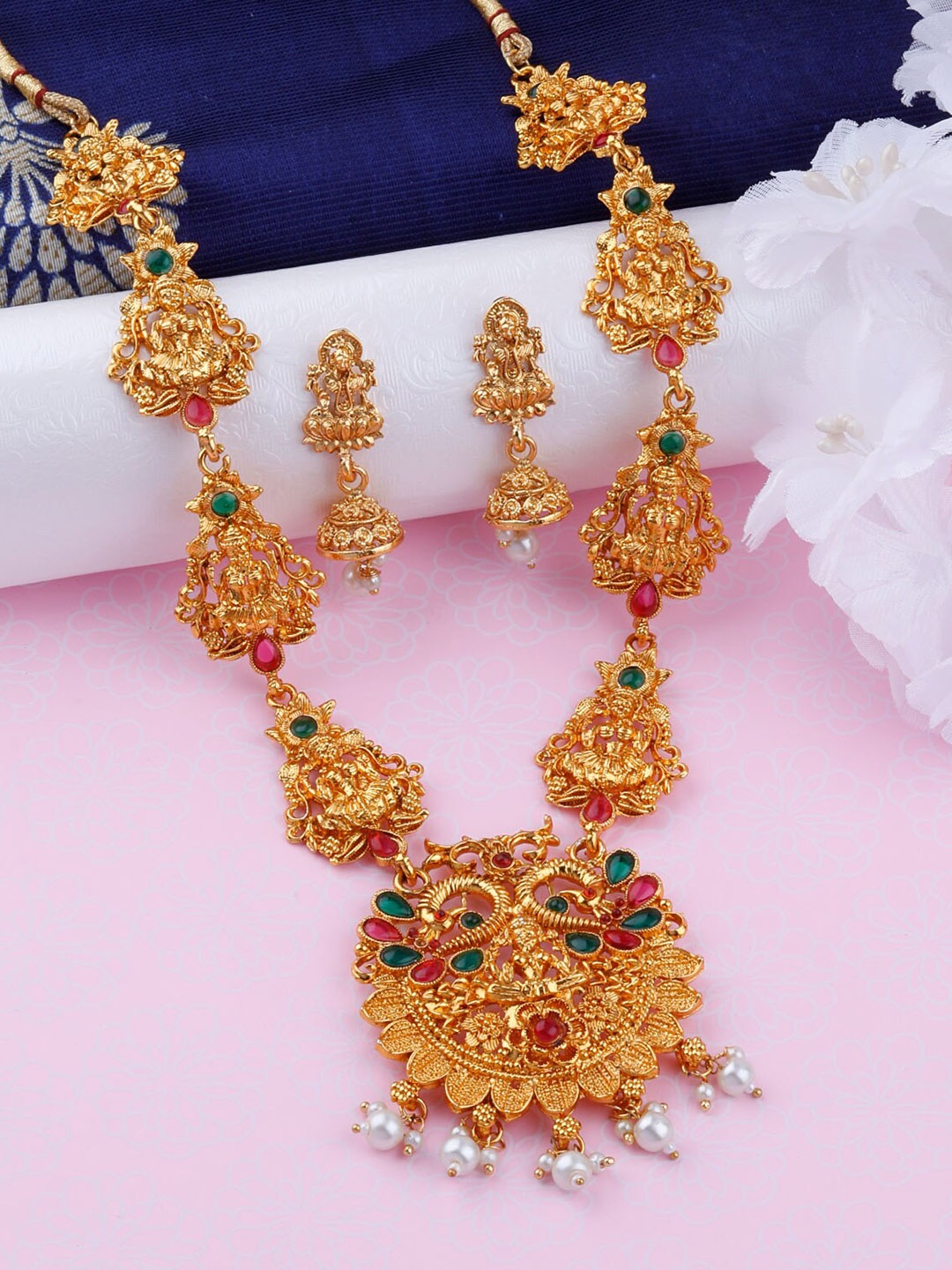 

Silver Shine Gold-Plated AD-Studded Jewellery Set