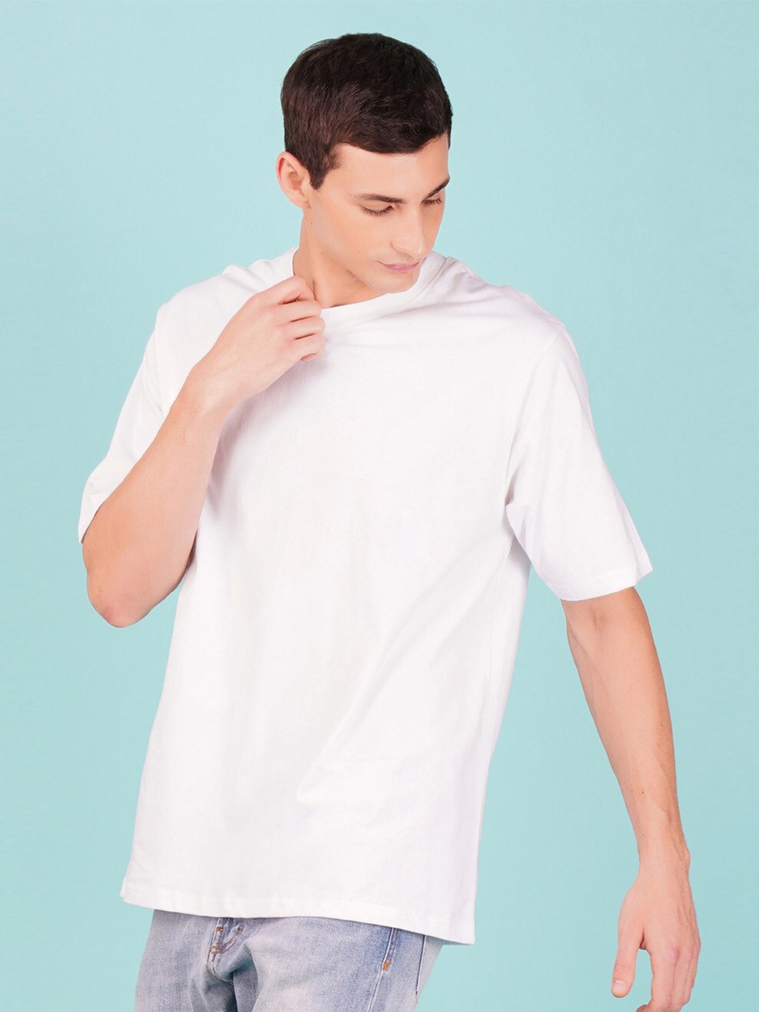 

NUSYL Round Neck Short Sleeves Oversized T-shirt, White