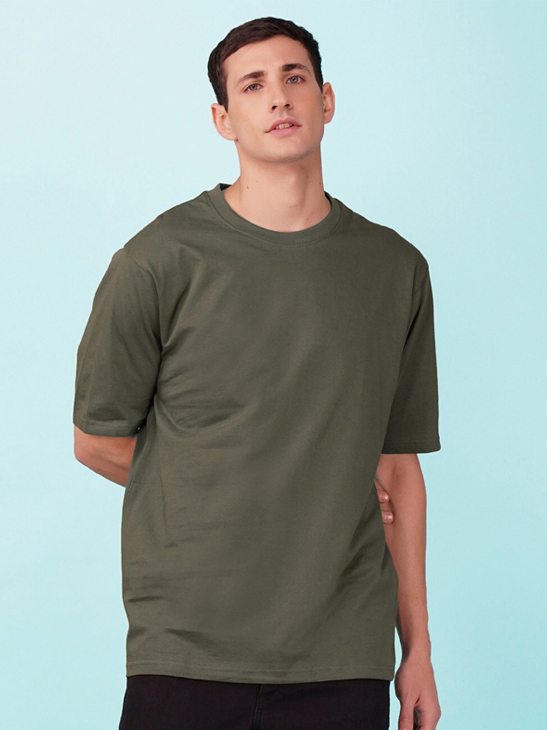 

NUSYL Round Neck Short Sleeves Oversized T-shirt, Olive