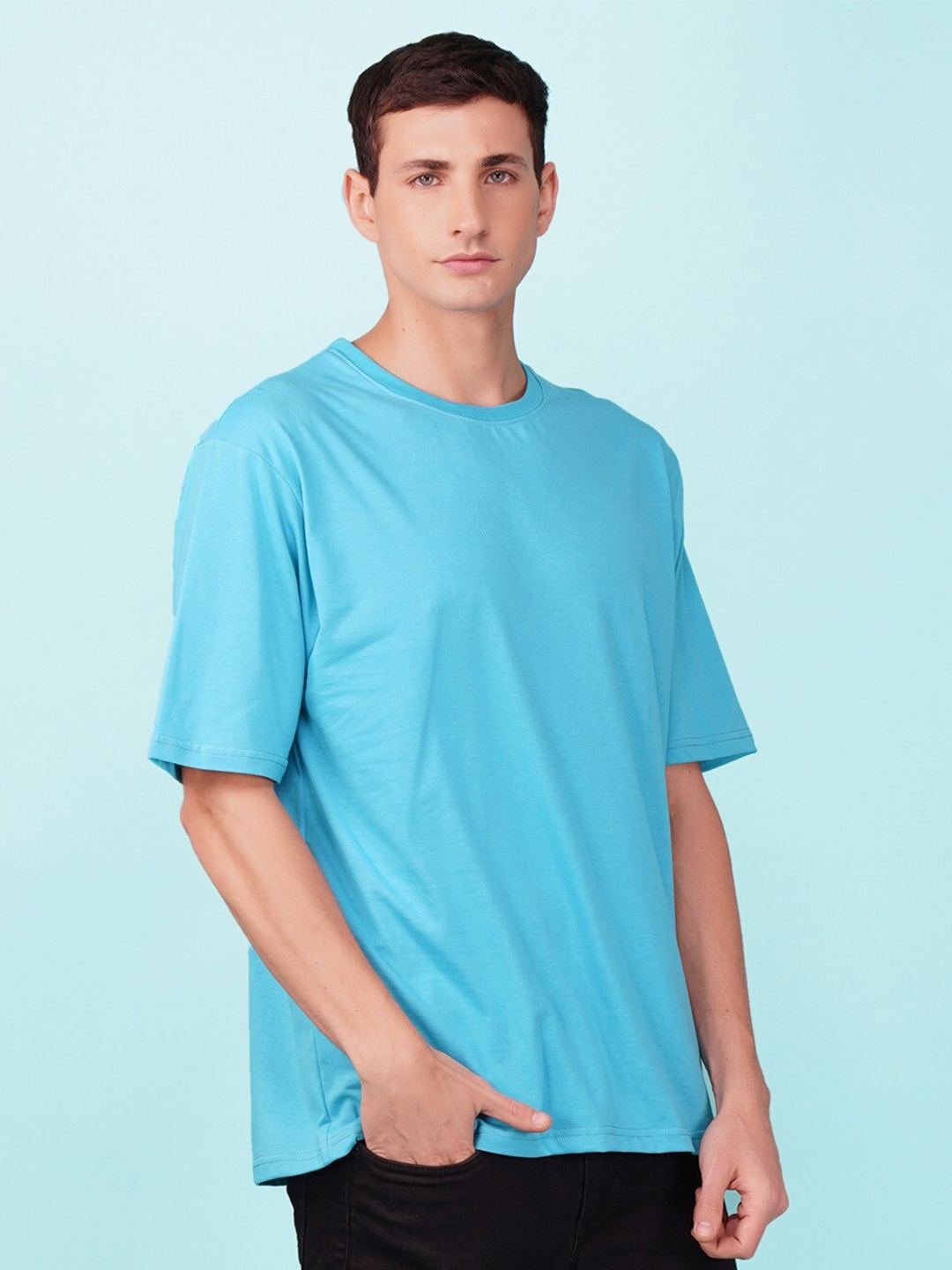 

NUSYL Round Neck Short Sleeves Oversized T-shirt, Blue
