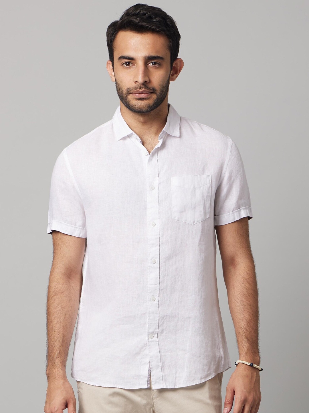 

Celio Classic Short Sleeves Linen Casual Shirt, White