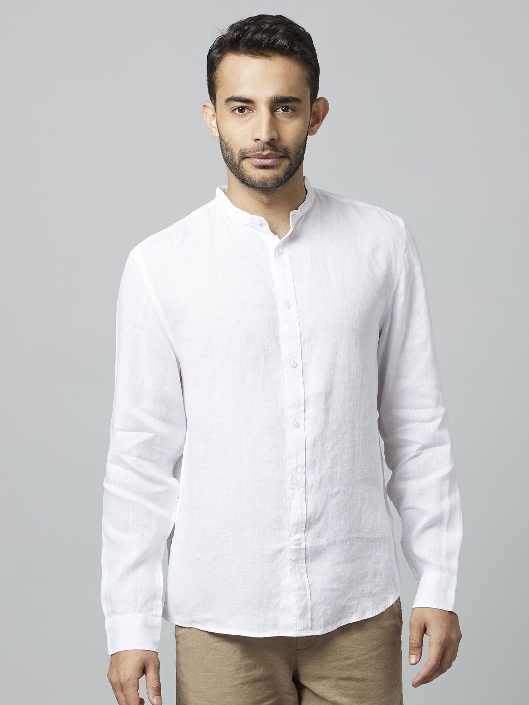 

Celio Classic Spread Collar Linen Casual Shirt, White