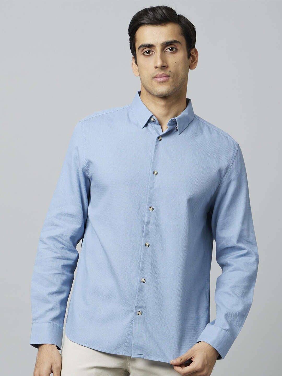 

Celio Classic Spread Collar Cotton Casual Shirt, Blue