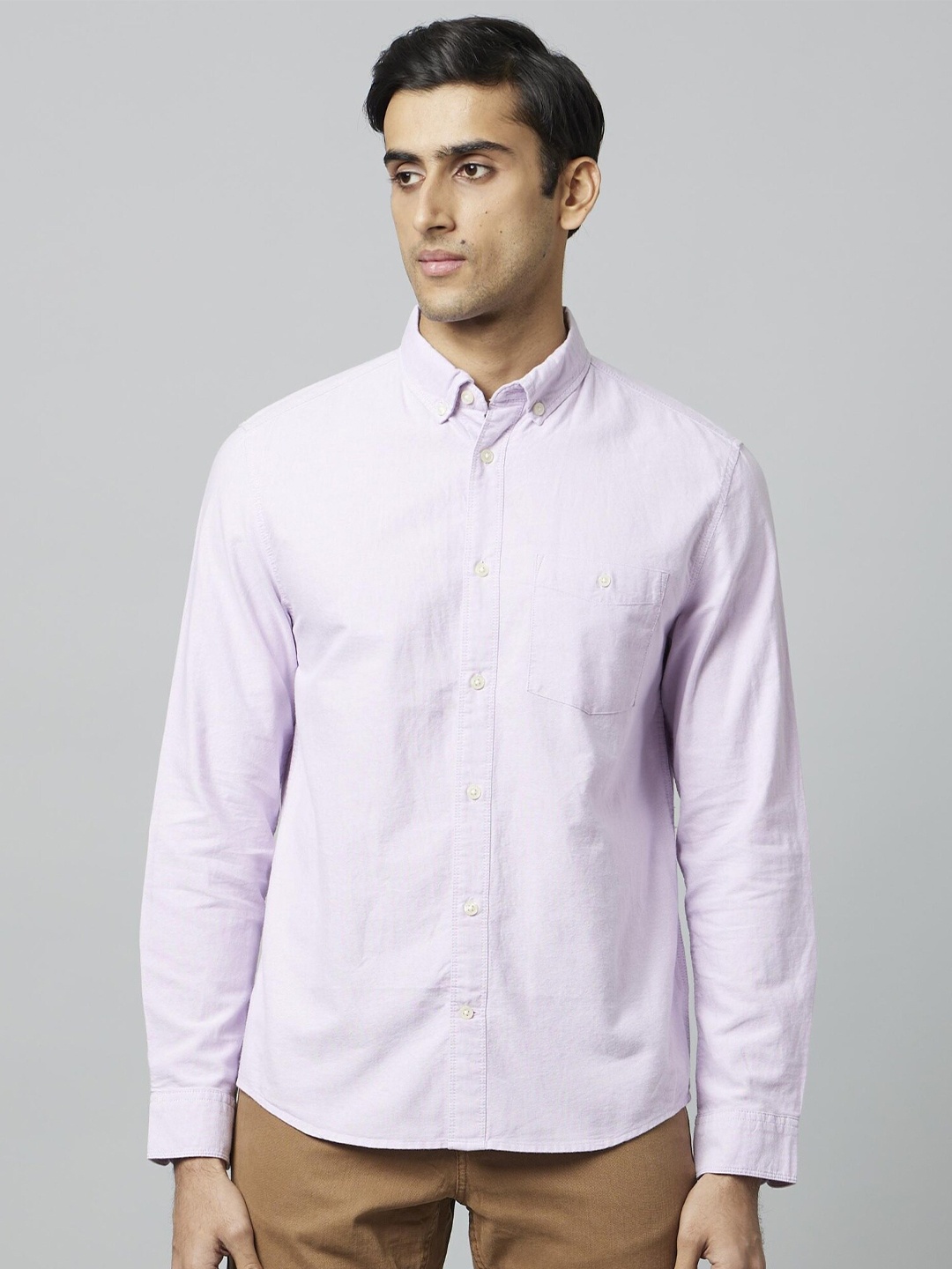 

Celio Classic Fit Button-Down Collar Opaque Casual Shirt, Lavender
