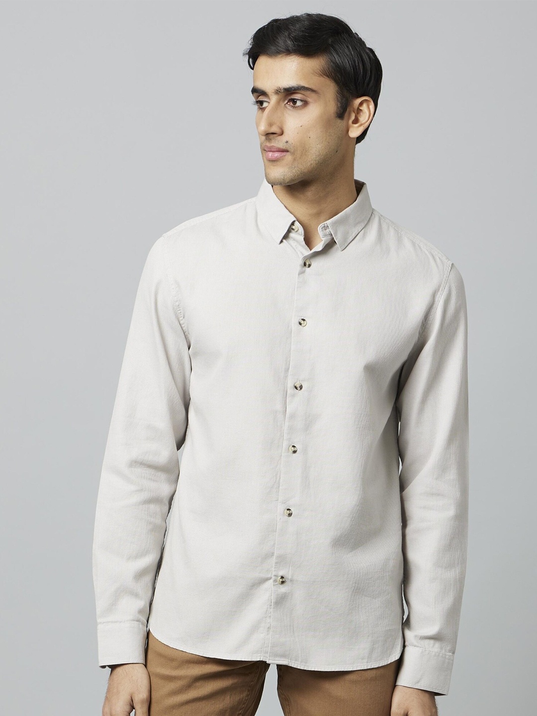 

Celio Classic Spread Collar Cotton Casual Shirt, Off white