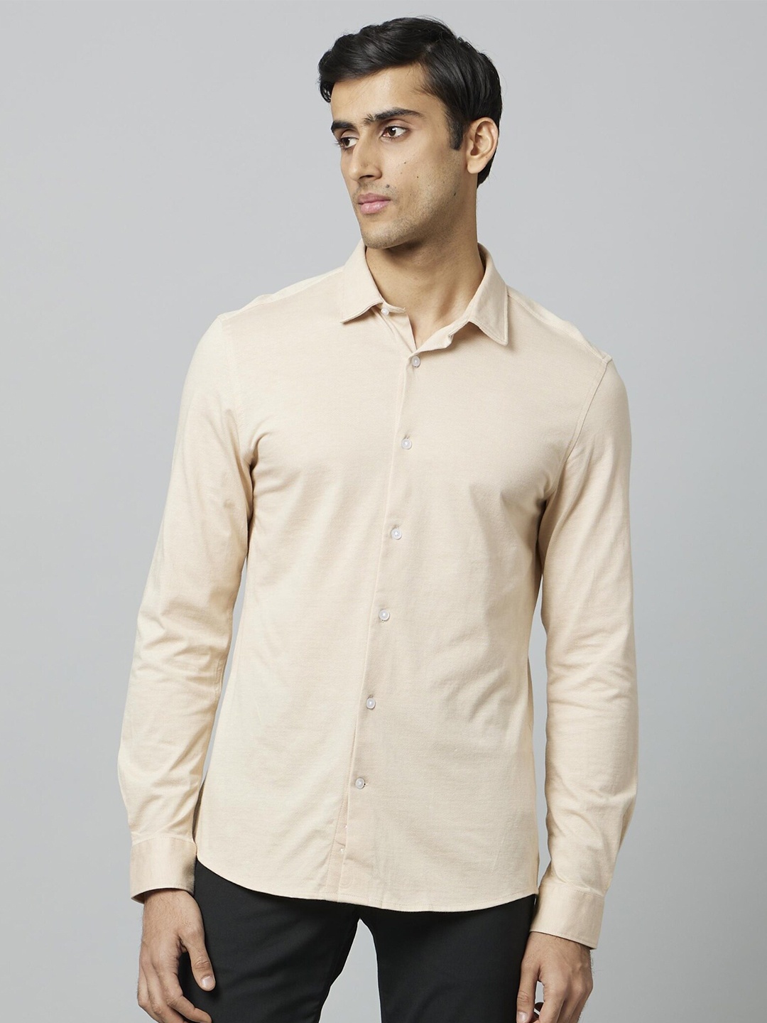 

Celio Classic Spread Collar Cotton Casual Shirt, Beige