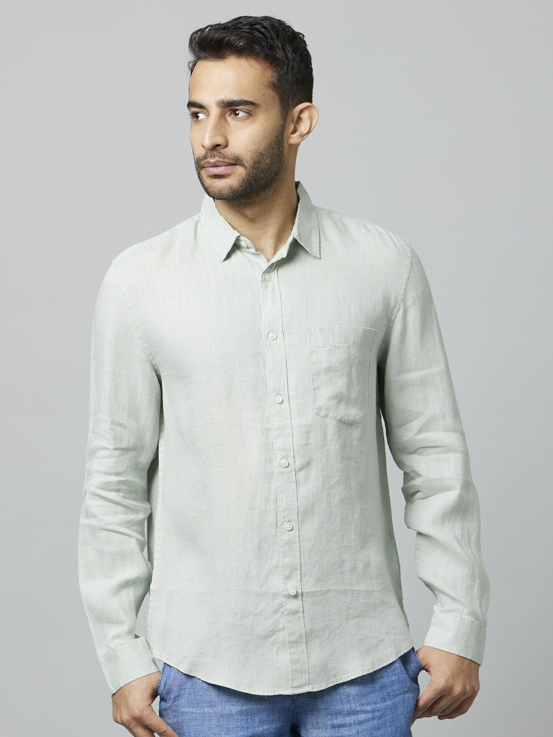 

Celio Classic Fit Opaque Casual Linen Shirt, Green