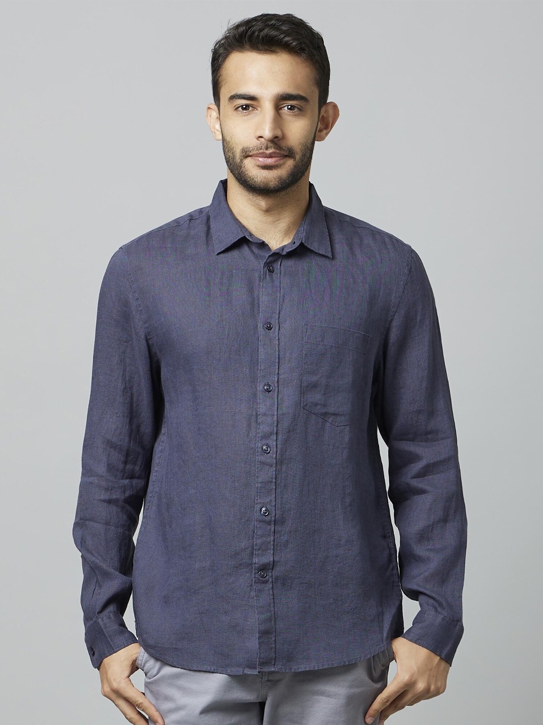 

Celio Classic Fit Opaque Casual Linen Shirt, Blue