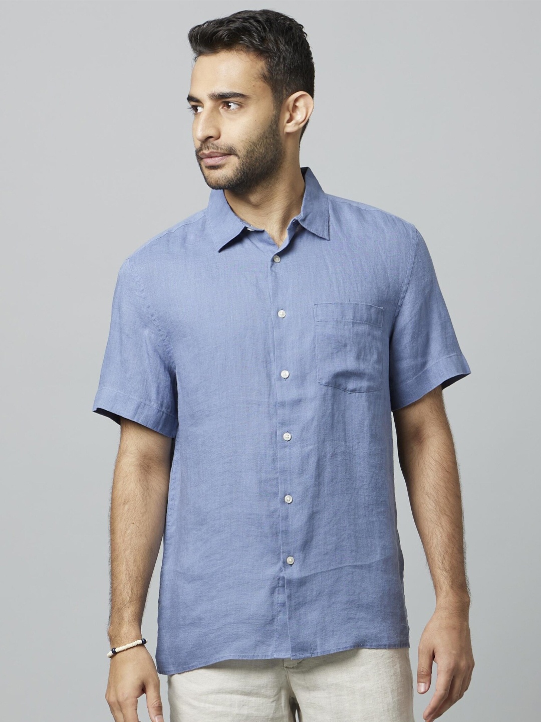 

Celio Classic Fit Opaque Casual Linen Shirt, Blue