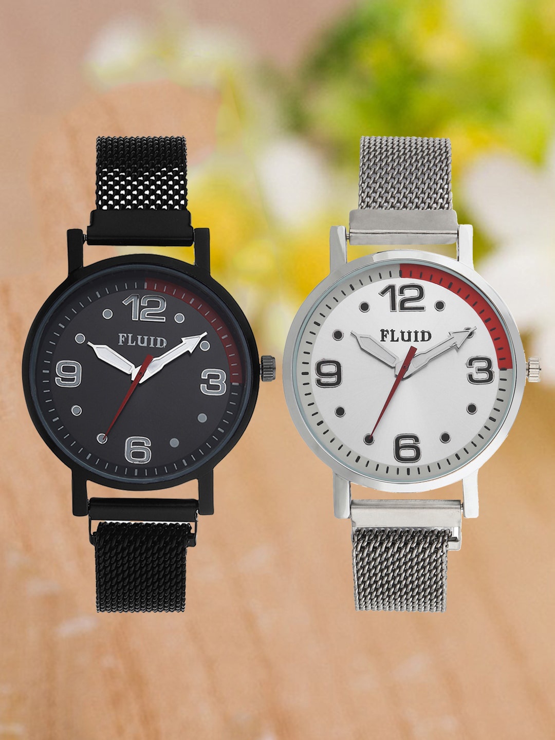 

FLUID Pack Of 2 Women Embellished Dial & Bracelet Style Analogue Watch FL2-023-BK01-SL01, Black