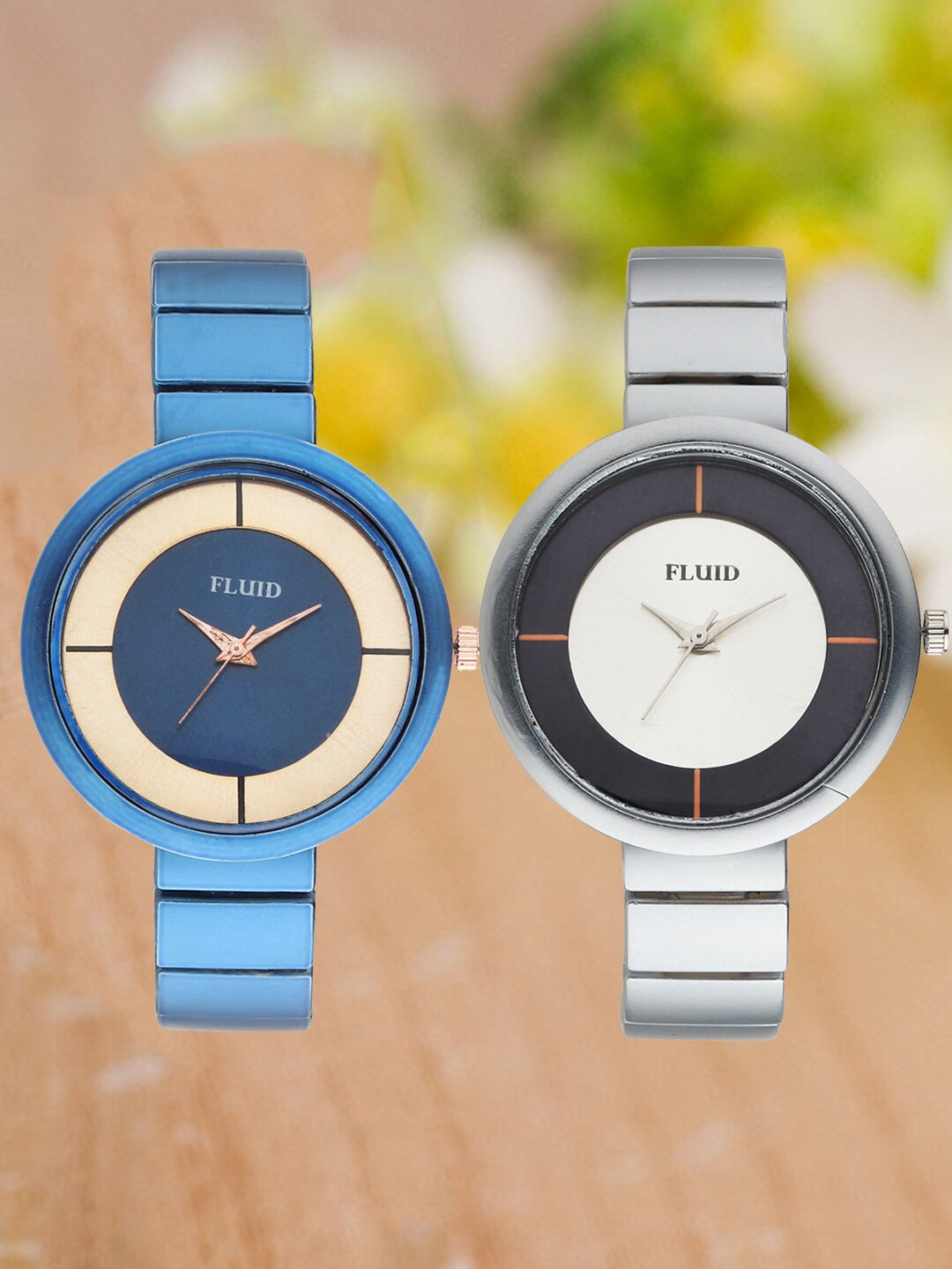 

FLUID Pack Of 2 Women Bracelet Style Analogue Watch FL2-004-BL01-004-SL01, Blue