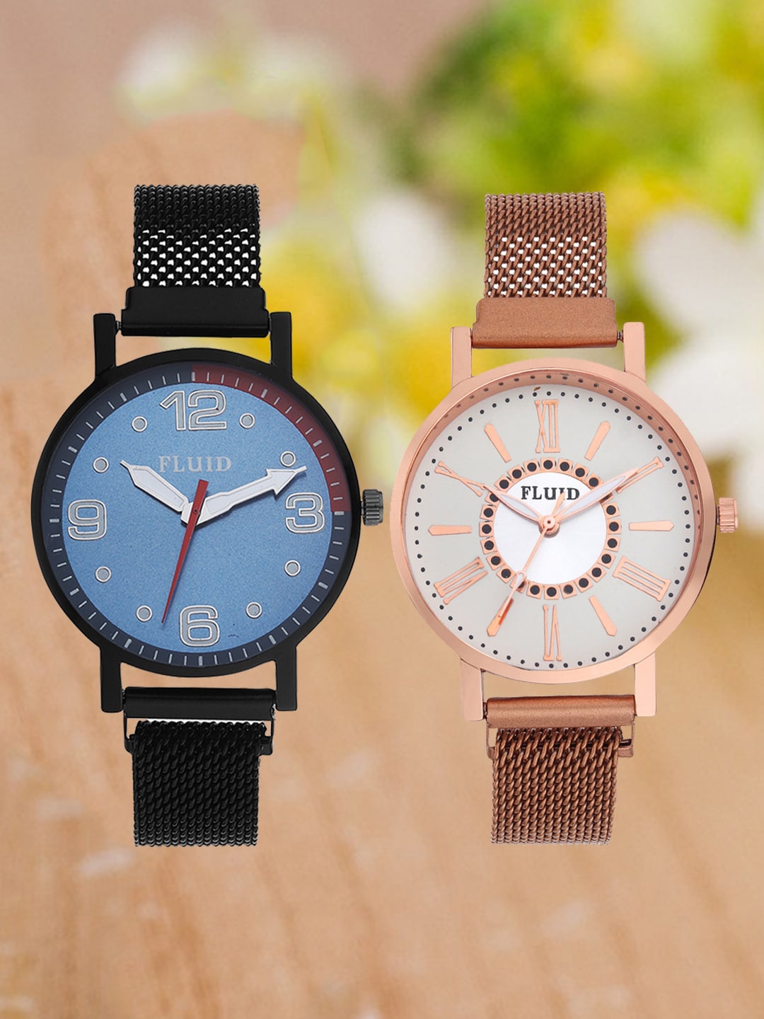 

FLUID Pack Of 2 Women Bracelet Style Straps Analogue Watch FL2-023-BK02-CP01, Blue