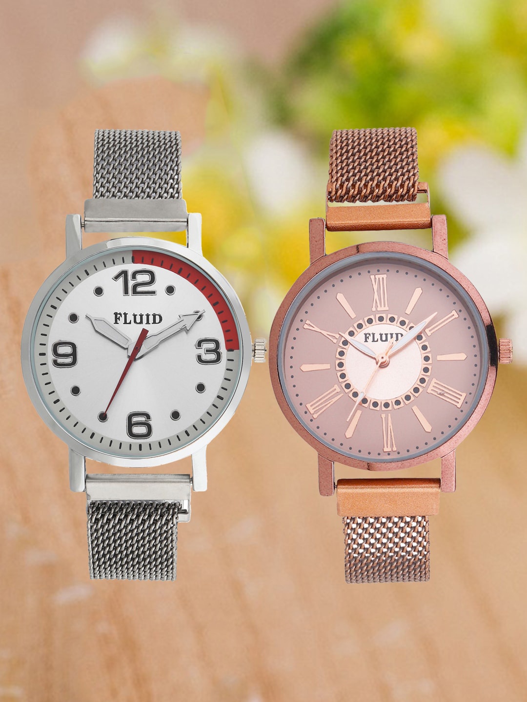 

FLUID Women Pack Of 2 Embellished Bracelet Style Straps Analogue Watch FL2-023-SL01, Silver