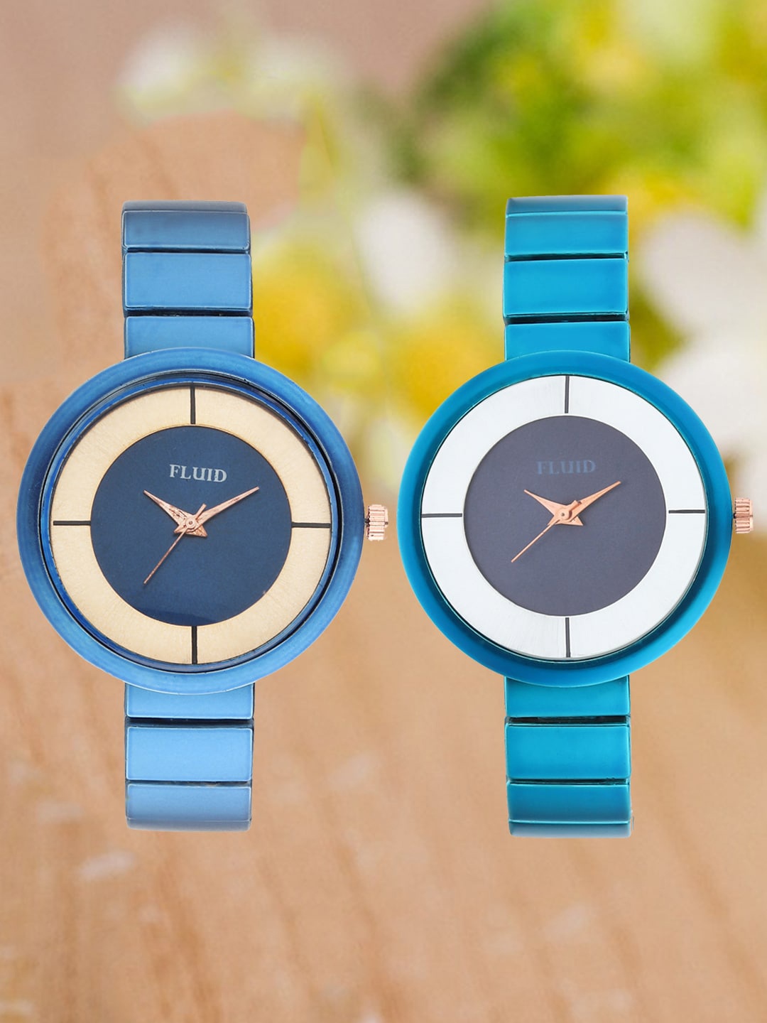 

FLUID Pack Of 2 Bracelet Style Straps Analogue Watch FL2-004-BL01-014-BL01, Blue
