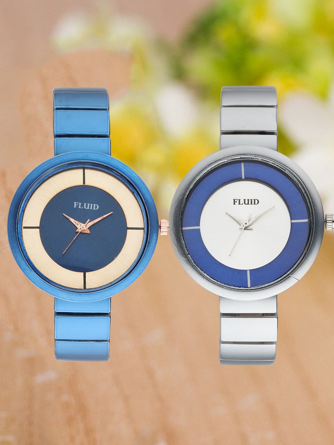 

FLUID Women Set Of 2 Bracelet Style Straps Analogue Watch FL2-004-BL01-004-SL02, Blue