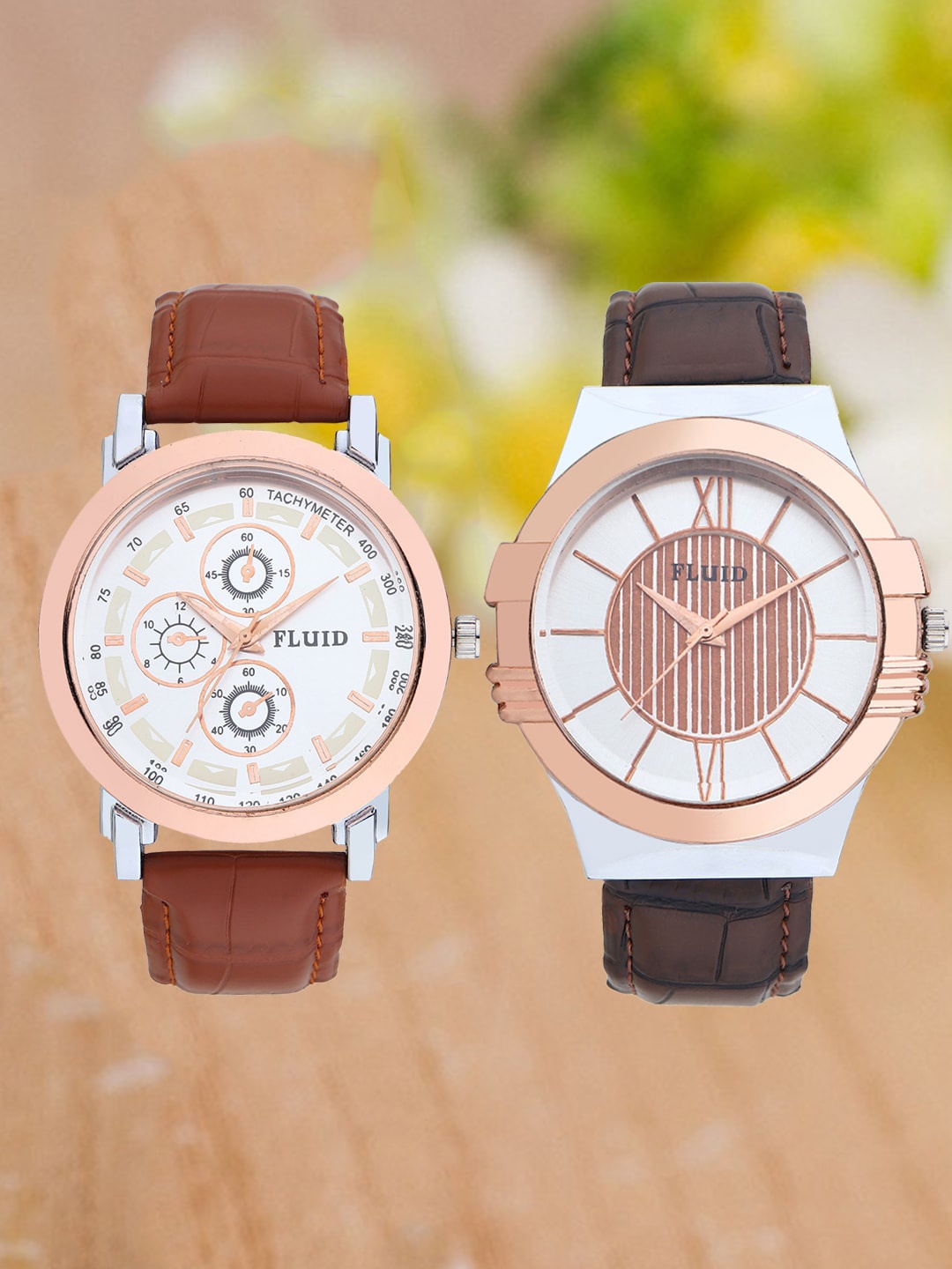 

FLUID Pack Of 2 Leather Textured Straps Analogue Watch FL2-020-SL02-021-SL01, White