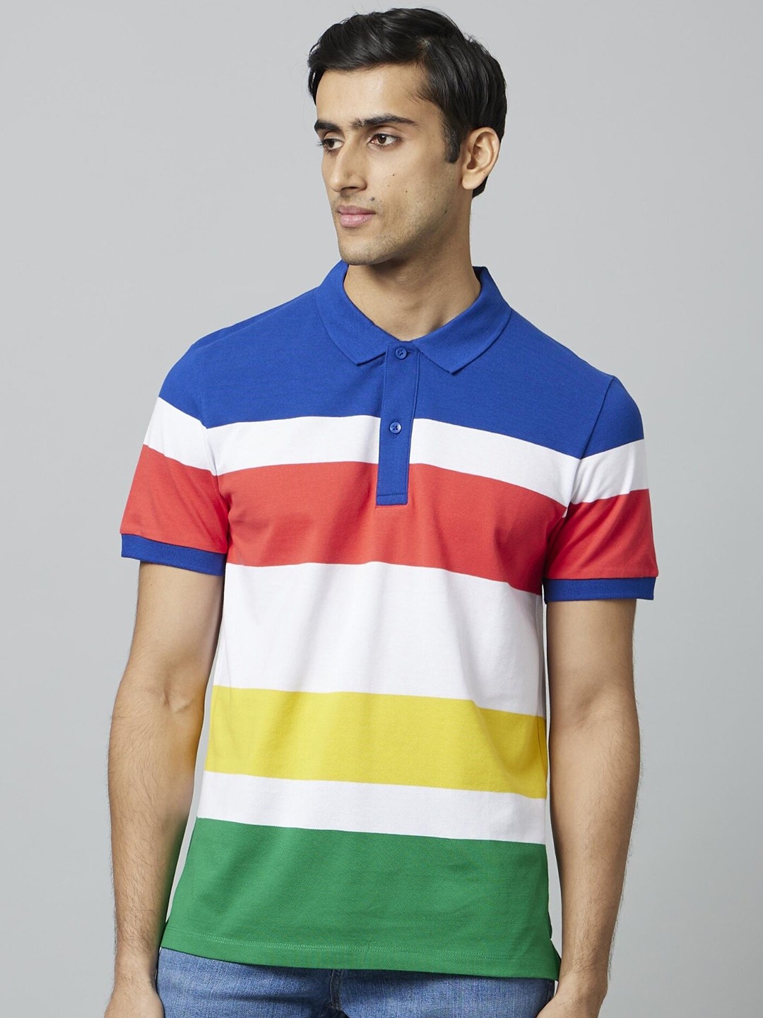 

Celio Striped Polo Collar Short Sleeves Cotton T-shirt, Blue