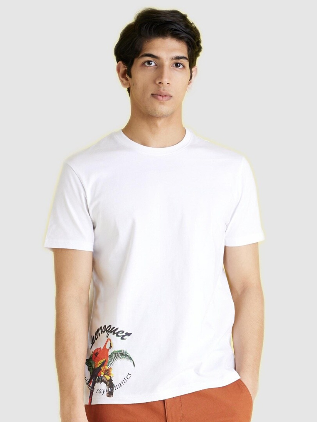 

Celio Graphic Printed Cotton T-shirt, White