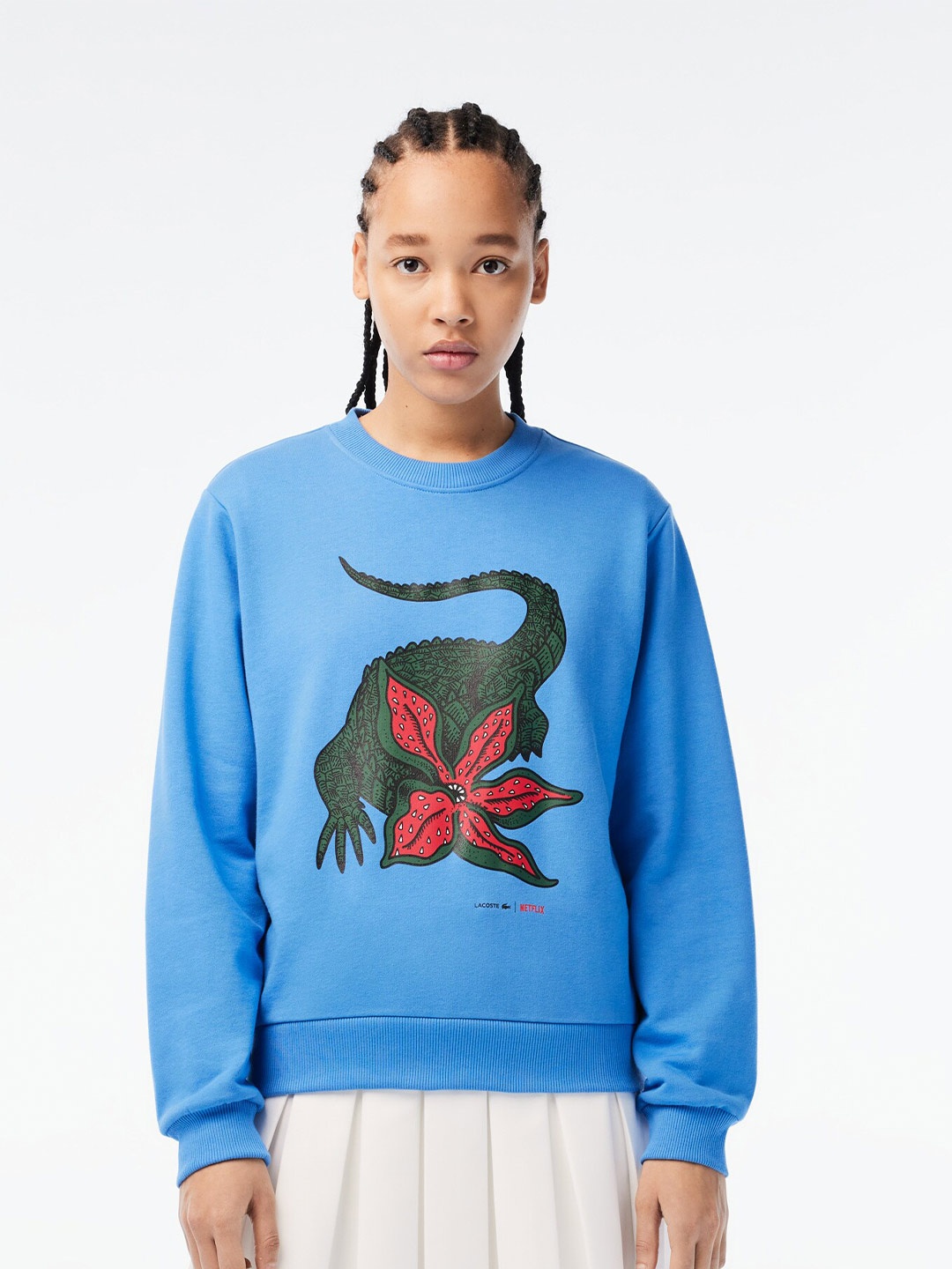 

Lacoste Printed Round Neck Pure Cotton Sweatshirt, Blue
