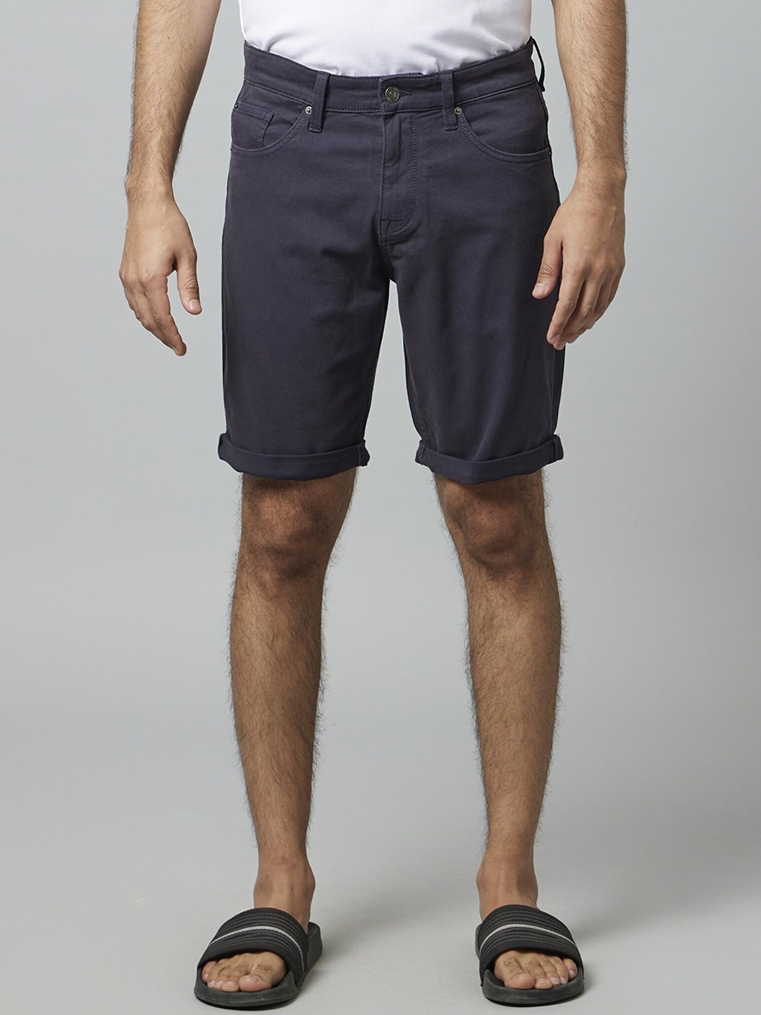 

Celio Men Mid-Rise Cotton Shorts, Navy blue
