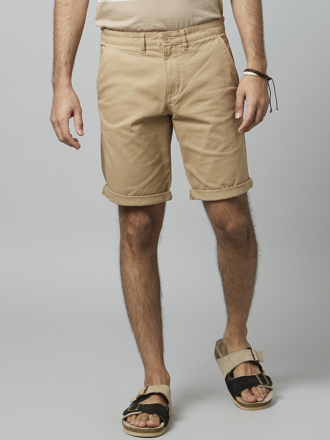

Celio Men Mid-Rise Cotton Shorts, Khaki