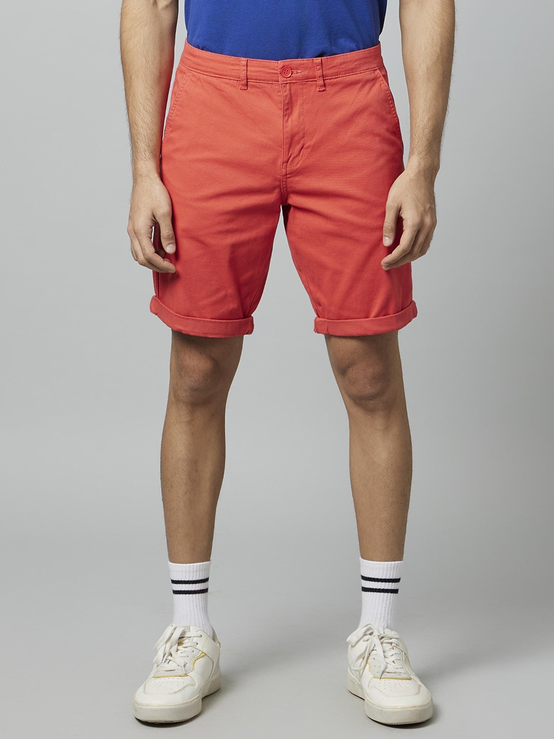 

Celio Mid-Rise Cotton Shorts, Red