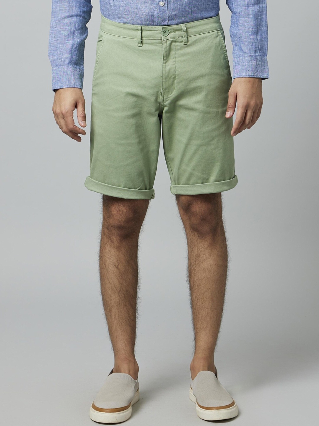 

Celio Men Mid Rise Cotton Regular Fit Shorts, Green