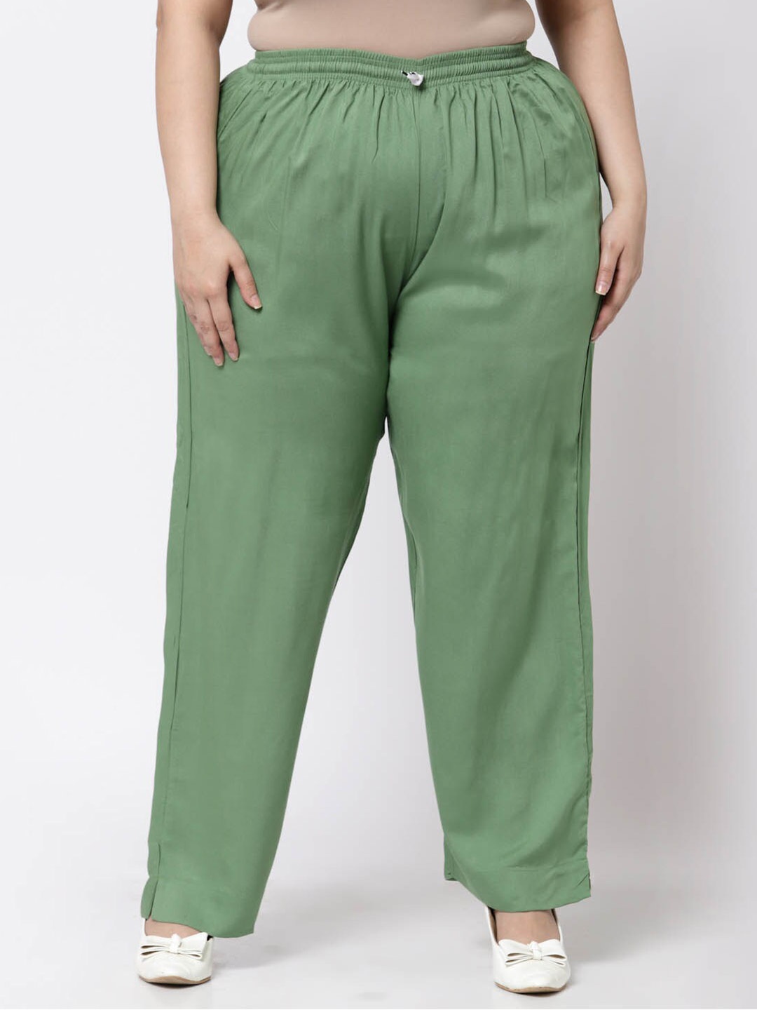 

KLOTTHE Women Plus Size Straight-Fit Palazzo, Green