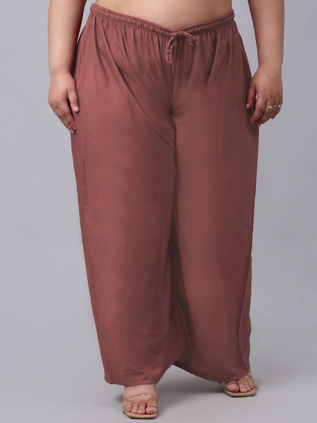 

KLOTTHE Women Plus Size Straight-Fit Palazzo, Brown