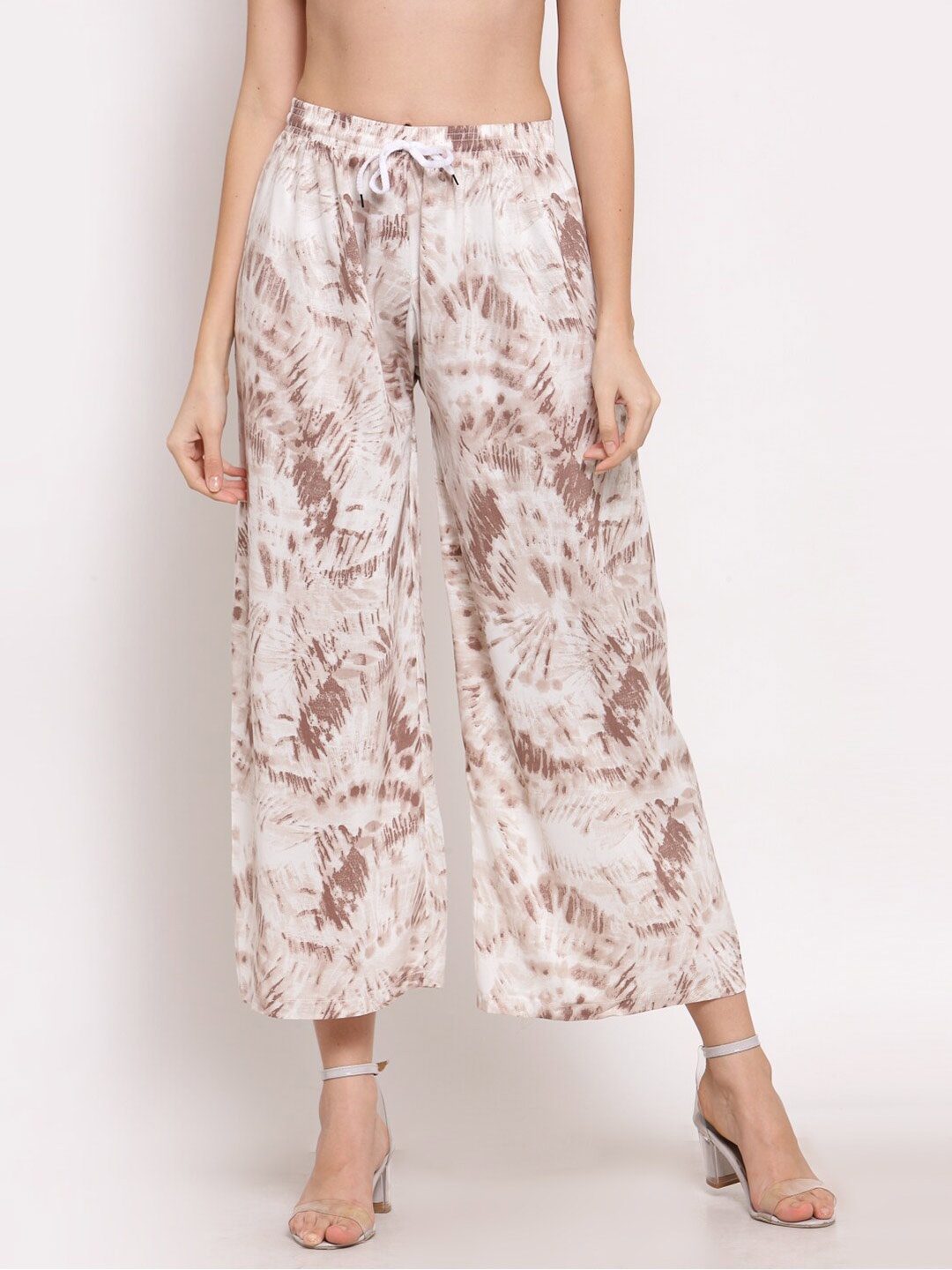 

KLOTTHE Women Printed Wide Leg-Fit Palazzo, Off white
