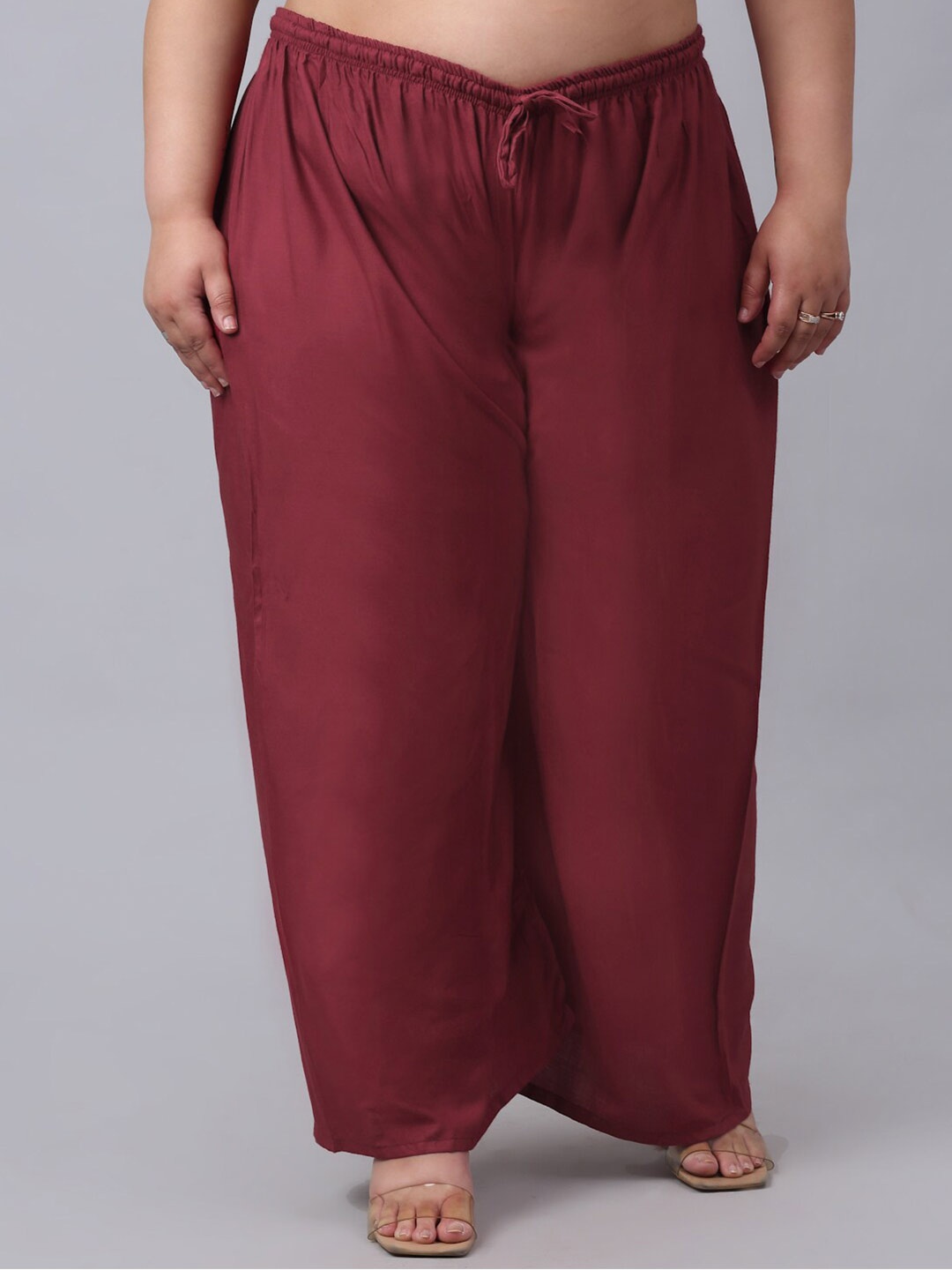 

KLOTTHE Women Plus Size Wide Leg Palazzo, Maroon