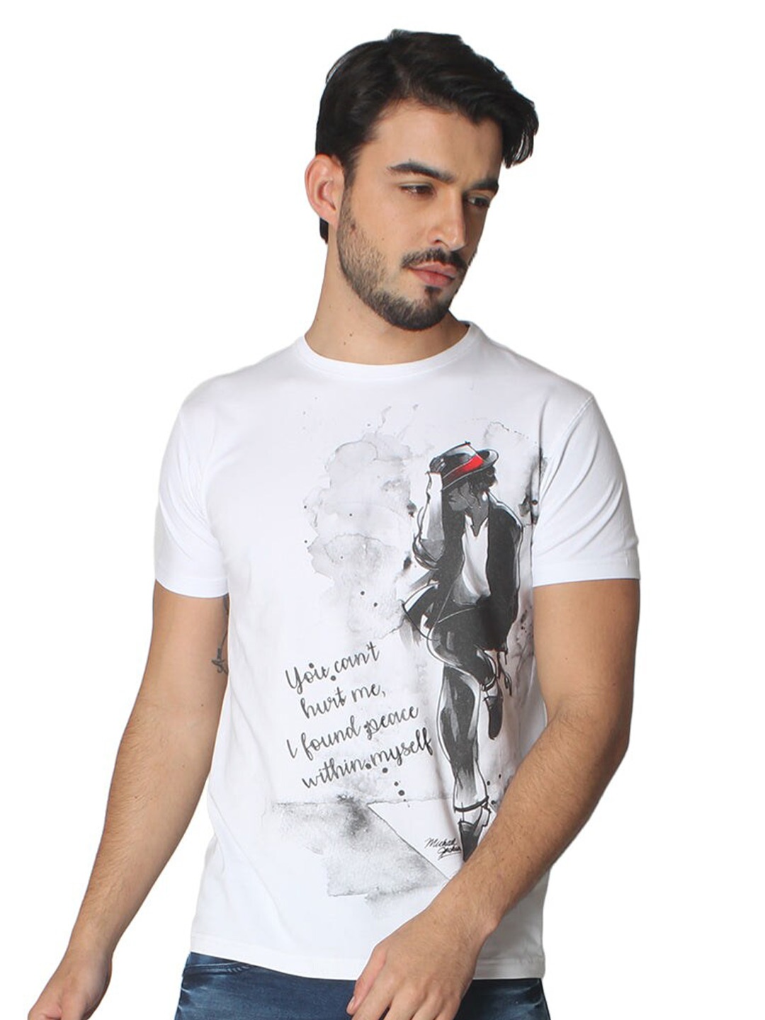 

Status Quo Graphic Printed Pure Cotton T-shirt, White