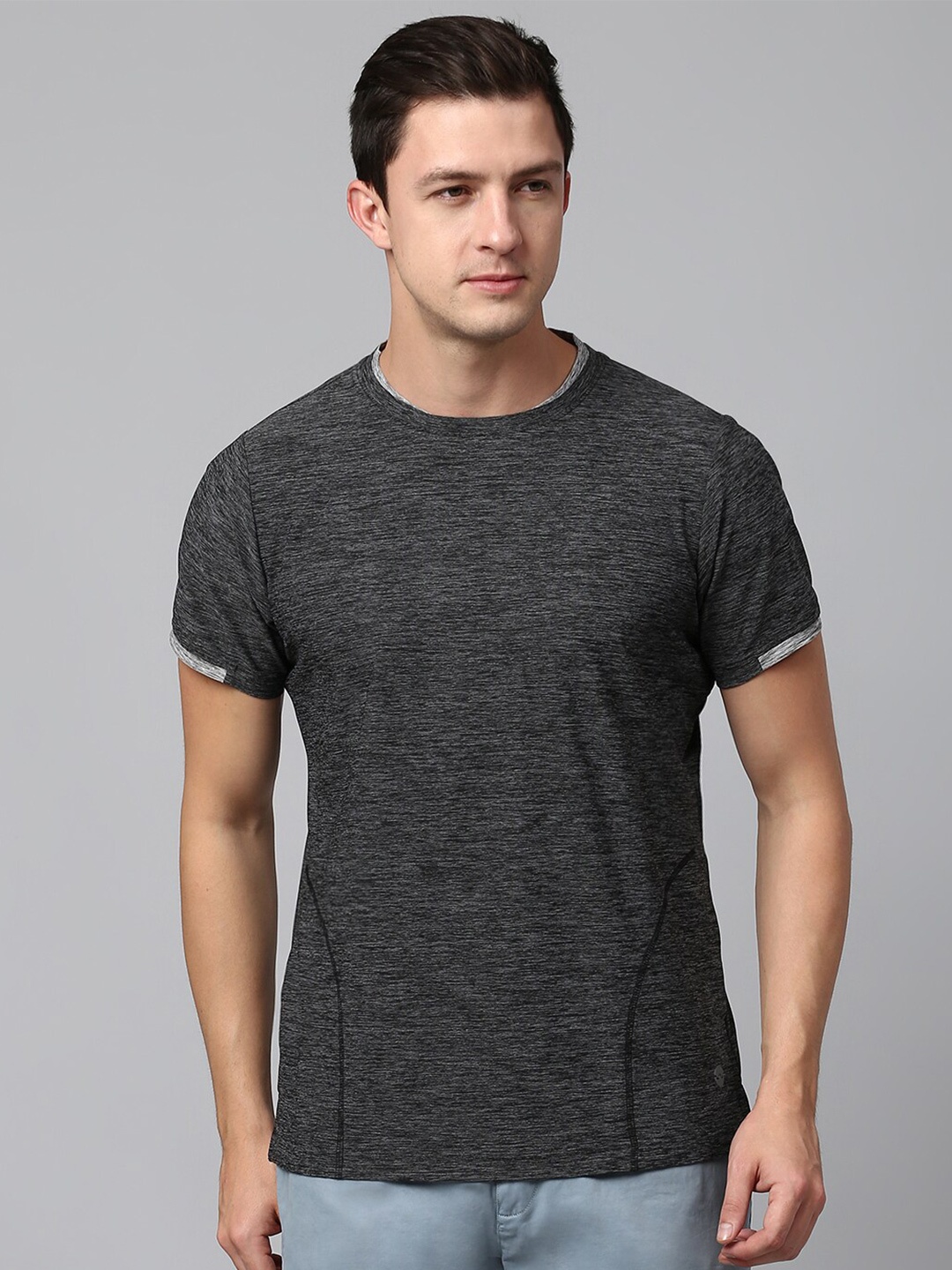 

Slowave Round Neck Short Sleeves T-shirt, Charcoal