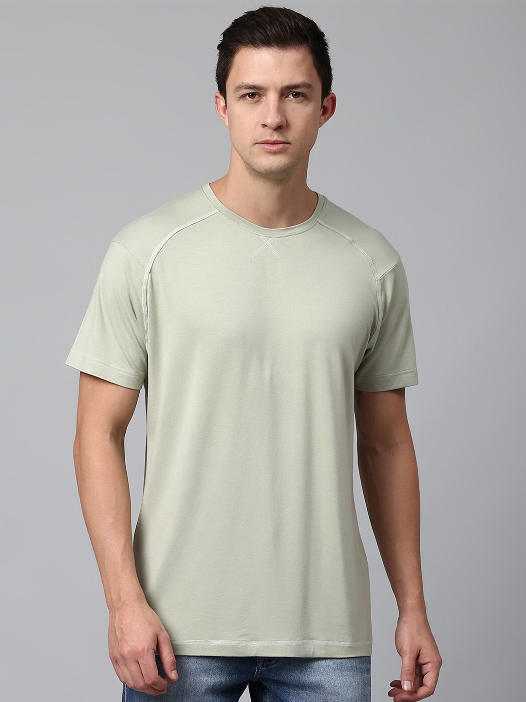 

Slowave Round Neck Short Sleeves Cotton Bamboo T-shirt, Green