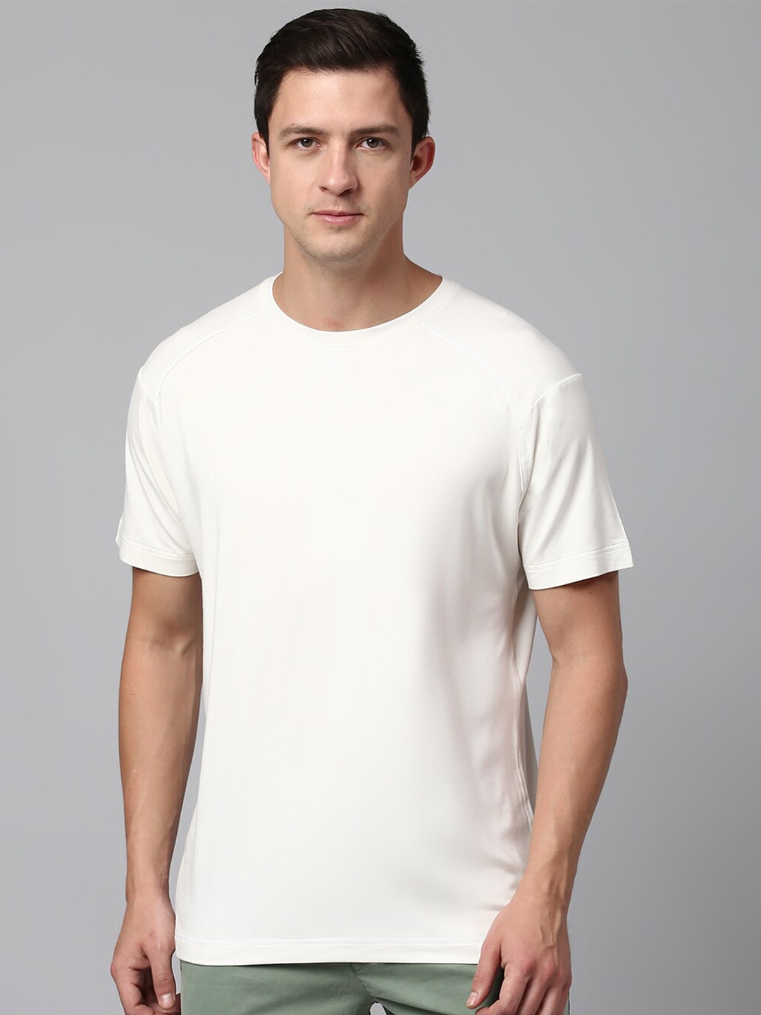 

Slowave Round Neck Short Sleeves Cotton Bamboo T-shirt, Off white