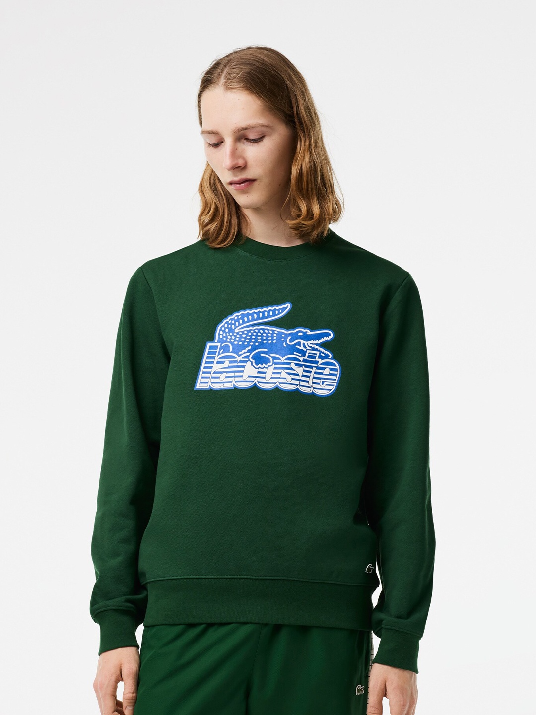 

Lacoste Typography Printed Round Neck Cotton Sweatshirt, Green