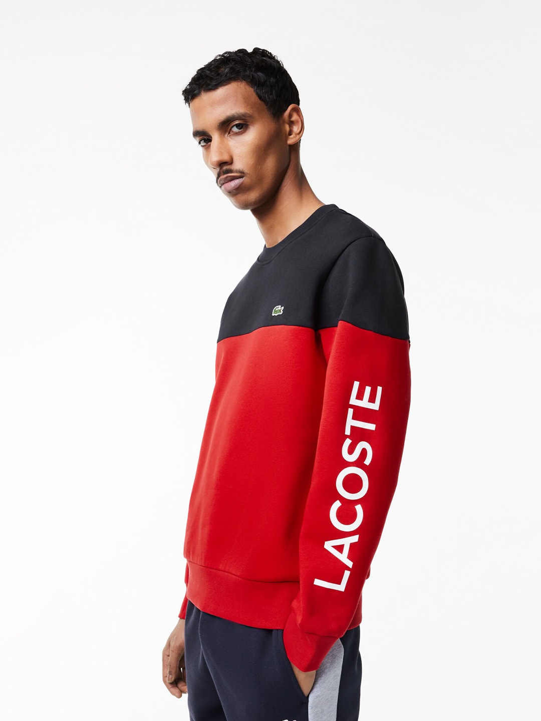 

Lacoste Colourblocked Round Neck Cotton Sweatshirt, Black