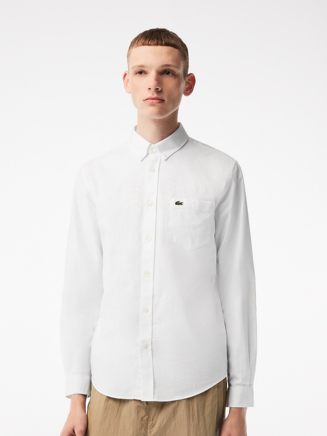 

Lacoste Modern Button-Down Collar Cotton Casual Shirt, White