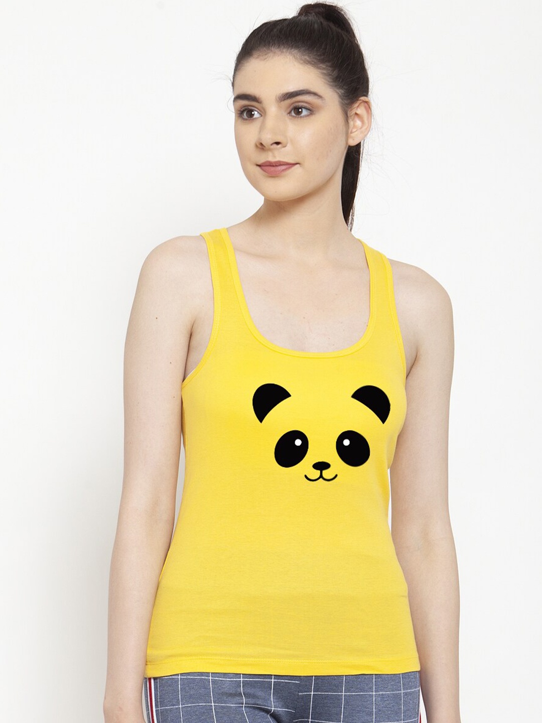 

Friskers Graphic Printed Cotton Tank Top, Yellow