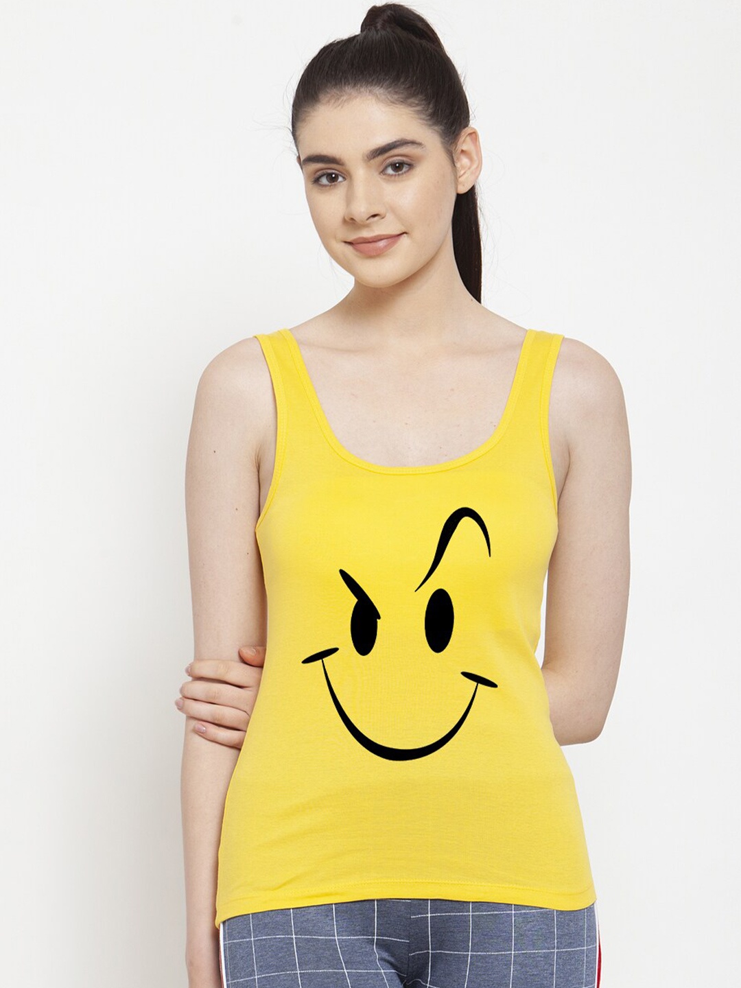 

Friskers Graphic Printed Cotton Tank Top, Yellow