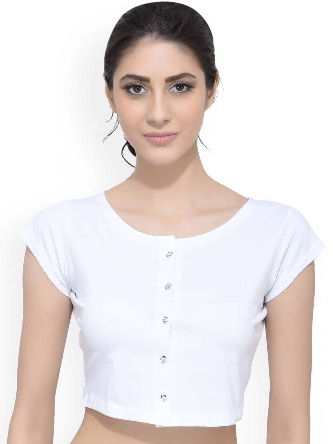 

SCORPIUS Women White Solid Crop Pure Cotton Top
