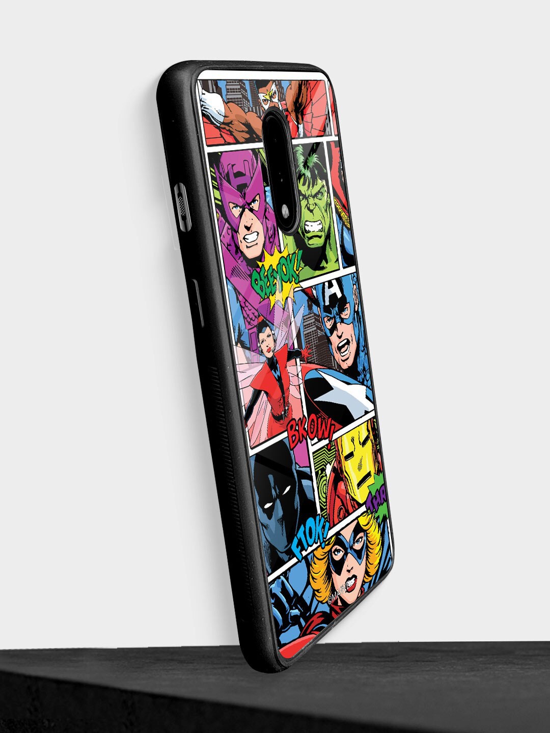 

macmerise Comic Marvel Design OnePlus 7 Glass Back Case, Green
