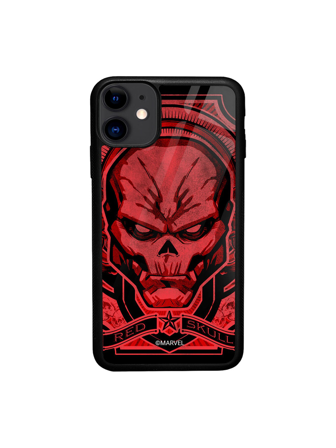 

macmerise Skull Design Printed iPhone 11 Glass Mobile Back case, Red