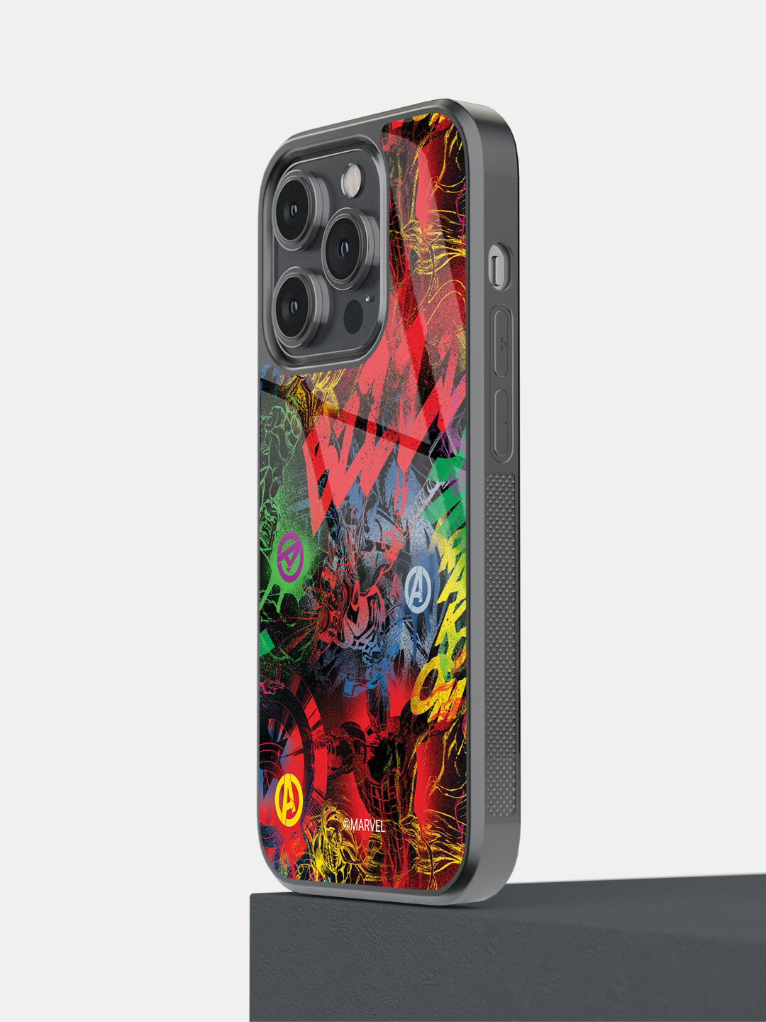 

macmerise Avenger Pattern Printed iPhone 14 Pro Mobile Back Case, Red