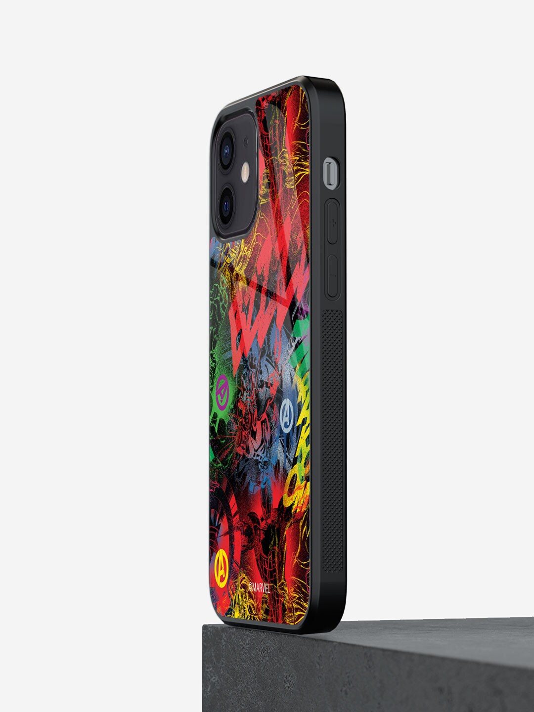 

macmerise Avenger Pattern iPhone 12 Glass Back Case, Red