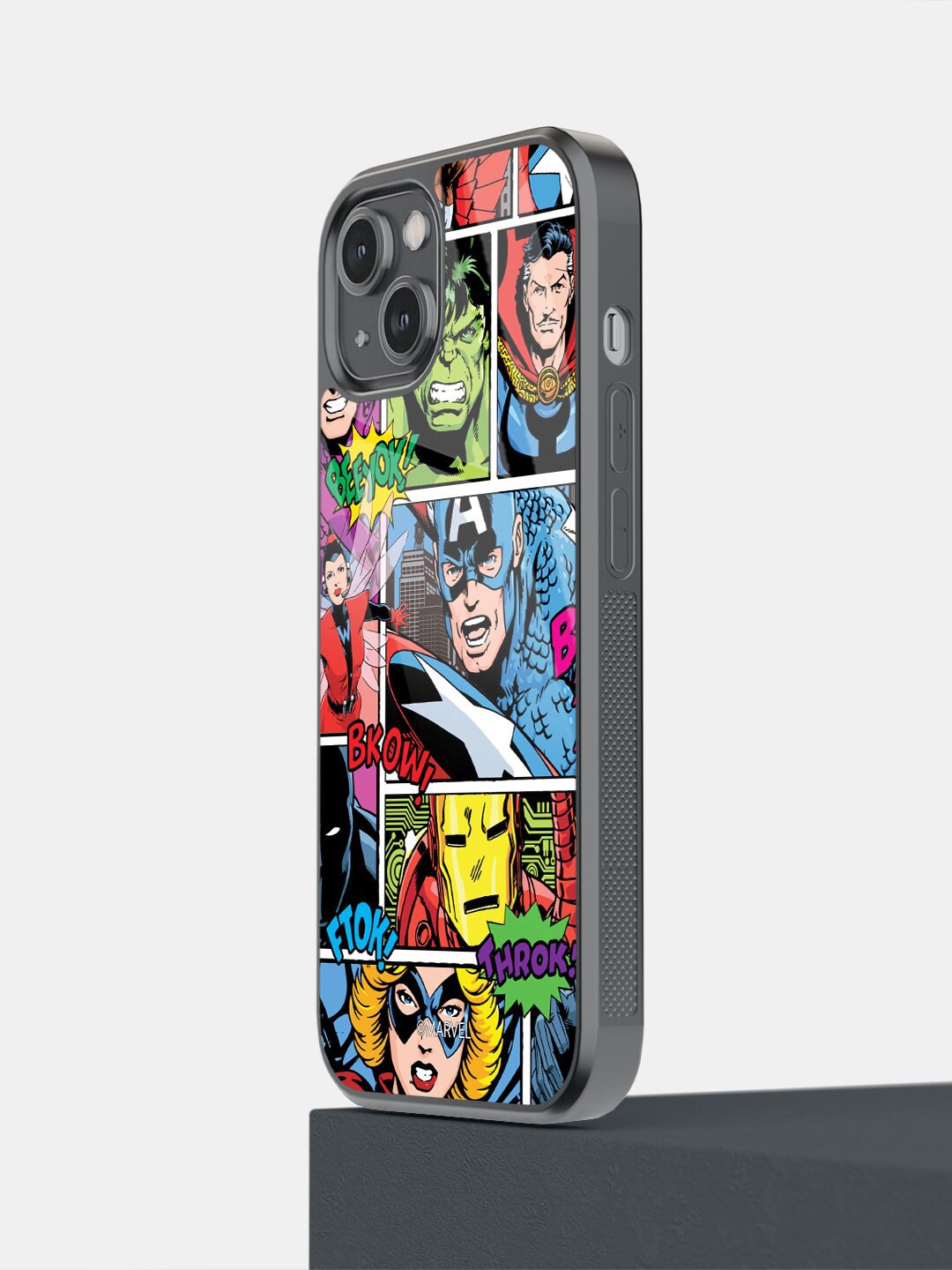 

macmerise Comic Marvel Design iPhone 14 Glass Back Case, Green