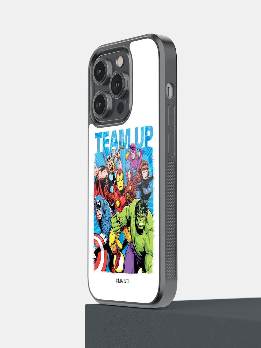 

macmerise Team Up Design Printed iPhone 14 Pro Glass Phone Back Cover, White