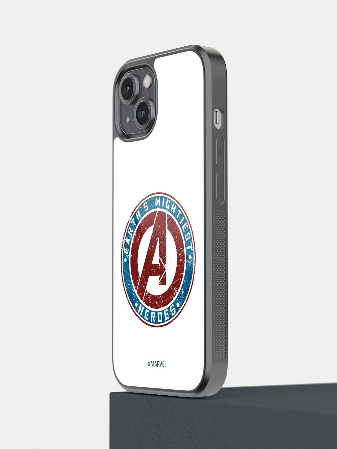 

macmerise Earth's Mightiest Badge Printed iPhone 14 Mobile Back case, White