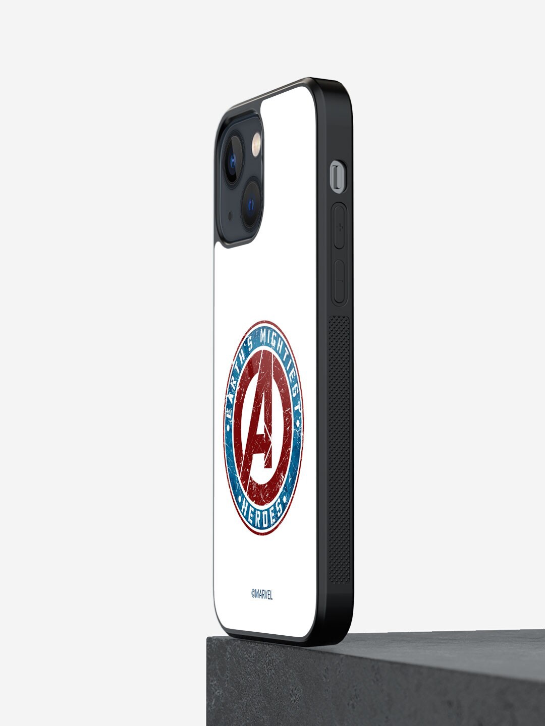 

macmerise Earth's Mightiest Badge Design iPhone 13 Glass Back Case, White