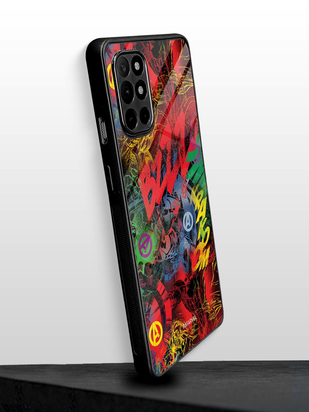 

macmerise Avenger Pattern OnePlus 8T Pro Glass Back Case, Red